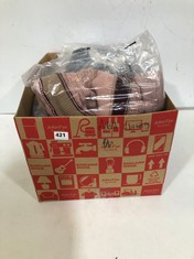 BOX OF ASSORTED WOMEN'S CLOTHING TO INCLUDE WYNNE COLLECTION INTARSIA POPOVER JUMPER IN BURGUNDY SIZE LARGE