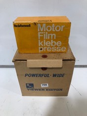 AN 8MM MOVIE VIEWER AND A FILM PRESS IN ORIGINAL BOXES