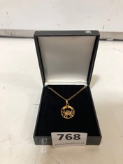 A ZODIAC CANCER PENDANT AND CHAIN