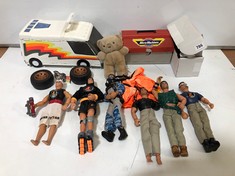 A COLLECTION OF TOYS TO INCLUDE ACTION MEN AND DIE CAST