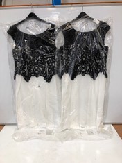 2 X NIGHTINGALES WOMEN'S EVENT SLEEVELESS LACE DRESS - IVORY / BLACK UK 14