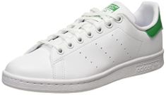 2 X PAIR ADIDAS STAN SMITH J GYMNASTICS SHOE, FTWR WHITE/FTWR WHITE/GREEN, 4 UK.