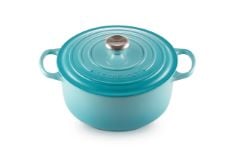 LE CREUSET SIGNATURE ENAMELLED CAST IRON ROUND CASSEROLE DISH WITH LID, 26 CM, 5.3 LITRE, TEAL, 21177261702430.