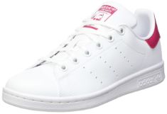 2 X PAIR ADIDAS UNISEX KIDS J STAN SMITH, FTWR WHITE FTWR WHITE BOLD PINK, 3.5 UK.