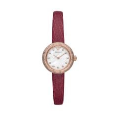 EMPORIO ARMANI WOMEN ANALOG QUARTZ WATCH WITH LEATHER STRAP AR11417.