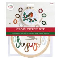 QTY OF ITEMS TO INLCUDE 20 ASSORTED ITEMS TO INCLUDE SIMPLY MAKE CROSS STITCH KIT - ROBIN DESIGN FOR KIDS AND ADULTS, INCLUDING HOOP, EMBROIDERY THREAD, FABRIC AND NEEDLE - PERFECT FOR ADULT CRAFTS A