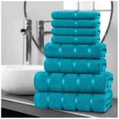 QTY OF ITEMS TO INLCUDE 11X ASSORTED TOWELS AND BEDDING TO INCLUDE GC GAVENO CAVAILIA PREMIUM 8 PACK BOSTON TOWEL BALE SET ( 4 FACE, 2 HAND AND 2 BATH ), COTTON TOWELS, TEAL, 41122050, EXTRA DEEP POC