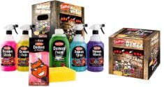 QTY OF ITEMS TO INLCUDE 7X ASSORTED CAR CLEANING PRODUCTS TO INCLUDE CARPLAN DEMON 7 PIECE CAR CARE GIFT PACK, (PACK OF 2), CARPLAN DEMON TYRES INSTANT TYRE SHINE, WET LOOK, 1 LITRE.