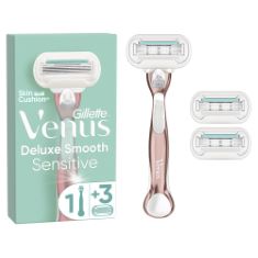 QTY OF ITEMS TO INLCUDE APPROX 35X BEAUTY ITEMS TO INCLUDE GILLETTE VENUS DELUXE SMOOTH SENSITIVE WOMEN'S RAZOR + 3 RAZOR BLADE REFILLS, WITH ROSE GOLD METAL HANDLE, LUBRASTRIP WITH A TOUCH OF ALOE V