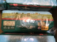 QTY OF ITEMS TO INLCUDE MATTER ALL NATURAL TIMOTHY HAY 24OZ , KAYTEE NATURAL TIMOTHY HAY MINI BALES HIGH FIBRE FOOD, 680 G.