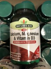 30 X NATURES AID CALCIUM MAGNESIUM AND VITAMIN D3.