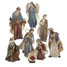 3 X KURT ADLER RESIN NATIVITY FIGURINE SET, 6.25-INCH, SET OF 8.