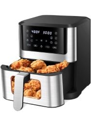 7L AIR FRYER, 10-IN-1 SMART AIR FRYER WITH VISIBLE COOKING WINDOW, 1500W AIR FRYERS WITH REMOVABLE BASKET, TIMER & TEMPERATURE CONTROL, LED ONE TOUCH SCREEN, INCLUDED RECIPE.