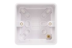 ASSORTED ITEMS TO INCLUDE SCHNEIDER ELECTRIC LISSE WHITE MOULDED - SINGLE SURFACE PATTRESS BOX, 40 MM DEEP, GGBL9147S, WHITE.