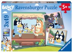 QTY OF ITEMS TO INLCUDE ASSORTED ITEMS TO INCLUDE RAVENSBURGER BLUEY TOYS - 3X 49 PIECE JIGSAW PUZZLES FOR KIDS AGE 5 YEARS UP - GIFTS FOR CHILDREN, BOXES (OLIVE GREEN) - SIZE: 6.7 X 100MM - 100IN PA