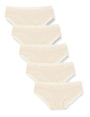 31 X IRIS & LILLY WOMEN'S COTTON AND LACE HIPSTER KNICKERS, PACK OF 5, LIGHT BEIGE, 8.