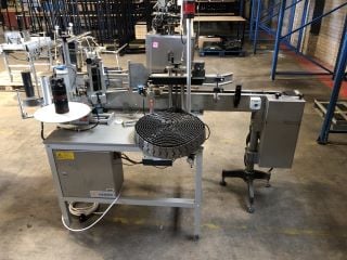 HERMA H400 LABELING MACHINE WITH BOTTLE CONVEYOR (APPROX DIMENSIONS: 200CM L X 100CM W X 160CM H) (RAMS REQUIRED FOR APPROVAL PRIOR TO COLLECTION)