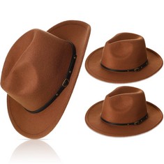 QUANTITY OF ADULT CLOTHES TO INCLUDE 3 PIECES CLASSIC WOOL HAT FLOPPY PANAMA HAT WIDE BRIM HATS FOR WOMEN FELT HATS CAMEL FELT HAT WITH BELT BUCKLE: LOCATION - RACK A