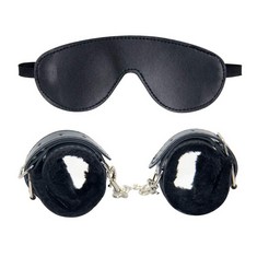 11 X VALICLUD BLINDFOLD AND HANDCUFFS SLEEP EYE MASK LEATHER ADJUSTABLE WRIST CUFFS FOR PLAY - TOTAL RRP £101: LOCATION - RACK B