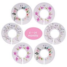 QUANTITY OF BABY WARDROBE DIVIDERS,6 PACK PLASTIC BABY CLOSET SIZE DIVIDERS ROUND NURSERY CLOSET DIVIDERS CLOTHING SIZE AGE DIVIDERS FOR TODDLERS GIRLS BOYS FROM NEWBORN INFANT TO 24 MONTHS - TOTAL R