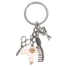 QUANTITY OF ASSORTED ITEMS TO INCLUDE HAIRDRESSER KEYCHAIN HAIRDRESSER HAIR DRYER COMB CHARM PENDANT KEYRINGS HANGING CHARM FOR WOMEN MEN SALON OWNER HAIR STYLIST PINK RRP £313: LOCATION - RACK C