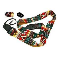 18 X ART TRIBUTE VINTAGE AZTEC COLORS GUITAR STRAP BUNDLE INCLUDES 2 STRAP LOCKS & 2 UNIQUE PICKS. ADJUSTABLE POLYESTER GUITAR STRAP - SUITABLE FOR BASS, ELECTRIC & ACOUSTIC GUITARS - TOTAL RRP £197: