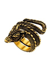 22 X RICHSTEEL RINGS FOR MEN GOLD STAINLESS STEEL DRAGON RING MENS SIZE 11 - TOTAL RRP £312: LOCATION - RACK D