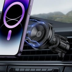 32 X O-MAG DRIVESAFE CAR PHONE MOUNT, AIR VENT CAR PHONE HOLDER, POWERFUL MAGNETIC MOUNTING AND VACUUM SUCTION CUP, EASY ONE HAND USE, 360° ADJUSTABLE, FITS IPHONE, MAGSAFE CASES AND ANDROID PHONES -