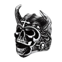 21 X RICHSTEEL PUNK TEMPLAR KNIGHT SKULL RING FOR MEN BOYFRIEND STAINLESS STEEL CHUNKY SILVER SKELETON RINGS JEWELLERY - TOTAL RRP £280: LOCATION - RACK D