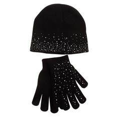 39 X FOXBURY WOMENS/LADIES DIAMANTE HAT AND GLOVE SET  ONE SIZE,   BLACK,  - TOTAL RRP £195: LOCATION - RACK D