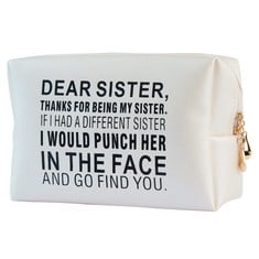 33 X SISTER GIFTS MAKEUP BAG -SISTERS GIFTS FROM SISTER - SISTER GIFTS, GIFTS FOR SISTER - FUNNY CHRISTMAS BIRTHDAY GIFTS FOR SISTER, LITTLE, BIG SISTER, SISTER IN LAW,MAKEUP BAG FOR SISTER - TOTAL R