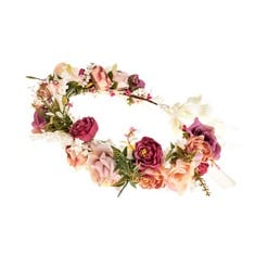 16 X WEDDING BOHO FLOWER CROWN GIRLS FLORAL HEADBAND WREATH HEADPIECE GARLAND HALO HAIR WREATH FESTIVAL PARTY, RED, FREE - TOTAL RRP £146: LOCATION - RACK E