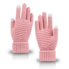 QUANTITY OF GUKASXI KNITTED THERMAL GLOVES WOMENS, TOUCH SCREEN WINTER GLOVES, THICKEN FLEECE LINED KNITTED MITTENS GLOVES, WINDPROOF KEEP WARM TOUCHSCREEN GLOVES  PINK,  - TOTAL RRP £182: LOCATION -