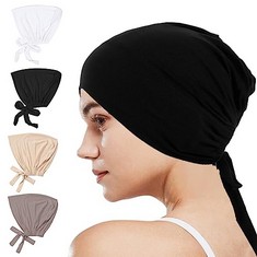 23 X MIVAIUN 4PCS WOMEN HIJAB UNDERCAP MUSLIM UNDER HIJAB CAP TIE BACK CLOSURE SOLID COLOR UNDERSCARF HIJAB CAP ADJUSTABLE HIJAB COTTON ELASTIC HIJAB UNDERCAP SLEEP CAP BREATHABLE HIJAB CAP - TOTAL R