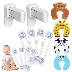 22 X DOOR LOCKS FOR CHILDREN, DOOR HANDLE LOCK CHILD SAFETY CUPBOARD LOCKS BABY SAFETY LOCKS DOOR FINGER PINCH GUARDS BABY PROOFING KITS 14PCS - TOTAL RRP £155: LOCATION - RACK F