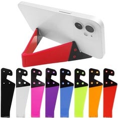 16 X SOURCETON 8 PCS UNIVERSAL POCKET-SIZED COLORFUL PORTABLE FOLDABLE V MODEL MOBILE PHONE HOLDER, DESKTOP STAND MOUNT HOLDER CRADLE FOR IPADS,TABLETS,E-READERS,CELL PHONES, KINDLES, PACK OF 8,MULTI