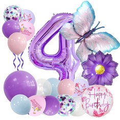 QUANTITY OF ASSORTED ITEMS TO INCLUDE AFRITEE 2ND BIRTHDAY DECORATIONS FOR GIRLS-19PCS BUTTERFLY PARTY DECORATIONS GRADIENT PINK BUTTERFLY BALLOONS GIANT NUMBER 2 FOIL BALLOON BUTTERFLY THEME PARTY D