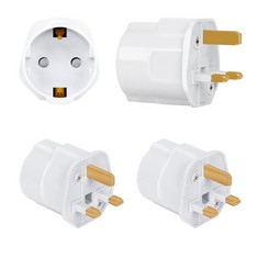 20 X INCUTEX 2X POWER ADAPTER EU TO UK - EUROPE 2-PIN TO 3-PIN UK - 13A FUSE - TRAVEL PLUG SOCKET EUROPEAN SCHUKO IN WHITE - TOTAL RRP £99: LOCATION - RACK F