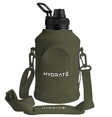 14 X HYDRATE GREEN CAMO CARRIER SLEEVE ACCESSORY FOR STAINLESS STEEL XL JUG 1.3 LITRE - WITH CARRYING STRAP AND PHONE POUCH - PROTECTIVE AND INSULATING NEOPRENE COVER FOR YOUR WATER BOTTLE - TOTAL RR