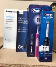 QUANTITY OF ITEMS TO INCLUDE ORAL-B PRO BATTERY TOOTHBRUSH, PRECISION CLEAN TOOTHBRUSH HEAD, PLAQUE REMOVER FOR TEETH, 2 BATTERIES INCLUDED, BLACK: LOCATION - A RACK