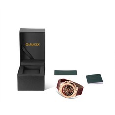 GAMAGES OF LONDON LIMITED EDITION HAND ASSEMBLED TURBULENCE AUTOMATIC ROSE BROWN WATCH - SKU: GA1401 RRP £720: LOCATION - A RACK