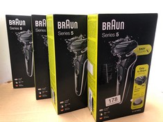 QUANTITY OF ITEMS TO INCLUDE 4 X BRAUN SERIES 5 51-W1600S ELECTRIC SHAVER FOR MEN, ELECTRIC RAZOR FOR MEN WITH EASYCLICK BODY GROOMER ATTACHMENT, EASYCLEAN, WET & DRY, RECHARGEABLE, CORDLESS FOIL RAZ