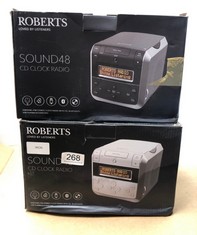 2 X ROBERTS SOUND 48 DAB/DAB+/FM STEREO CLOCK RADIO WITH CD, BLUETOOTH, USB PLAYBACK/CHARGING - BLACK: LOCATION - B RACK