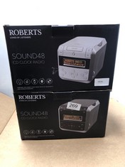 2 X ROBERTS SOUND 48 DAB/DAB+/FM STEREO CLOCK RADIO WITH CD, BLUETOOTH, USB PLAYBACK/CHARGING - BLACK.: LOCATION - B RACK