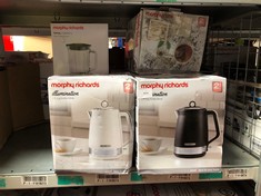 QUANTITY OF ITEMS TO INCLUDE MORPHY RICHARDS ILLUMINATION 1.7L JUG KETTLE, RAPID BOIL, BOIL DRY PROTECTION, PULL OFF LID, LIMESCALE FILTER, EASY VIEW WINDOW, 360 CORDLESS BASE, STAINLESS STEEL, WHITE