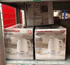 QUANTITY OF ITEMS TO INCLUDE MORPHY RICHARDS ILLUMINATION 1.7L JUG KETTLE, RAPID BOIL, BOIL DRY PROTECTION, PULL OFF LID, LIMESCALE FILTER, EASY VIEW WINDOW, 360 CORDLESS BASE, STAINLESS STEEL, WHITE