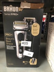 BRAUN SERIES 9 PRO+ ELECTRIC SHAVER FOR MEN, 5 PRO SHAVE ELEMENTS & PRECISION LONG HAIR PRO TRIMMER, POWERCASE, WET & DRY ELECTRIC RAZOR FOR MEN WITH 60 MIN RUNTIME, GIFTS FOR MEN, 9527S, SILVER.: LO