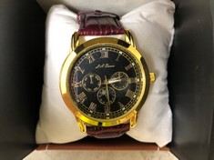 MENS LA BANUS WATCH - GOLD COLOUR CASE - LEATHER STRAP : LOCATION - A RACK