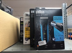 QUANTITY OF ITEMS TO INCLUDE BRAUN SERIES 3 PROSKIN 3040S ELECTRIC SHAVER AND PRECISION TRIMMER, PACK OF 1, RATED WHICH GREAT VALUE: LOCATION - H RACK