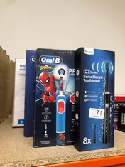 QUANTITY OF ITEMS TO INCLUDE ORAL-B PRO KIDS ELECTRIC TOOTHBRUSH, 1 TOOTHBRUSH HEAD, X4 SPIDERMAN STICKERS, 2 MODES WITH KID-FRIENDLY SENSITIVE MODE, FOR AGES 3+, 2 PIN UK PLUG, BLUE: LOCATION - A RA